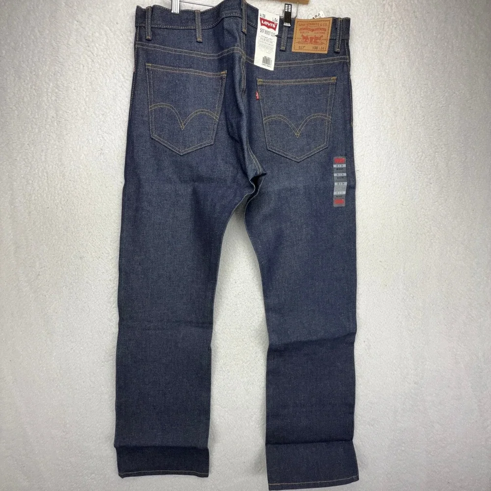 Levis 517 Bootcut Slim Fit Jeans Mens 38x34 Dark Wash Indigo Denim 00517-0217